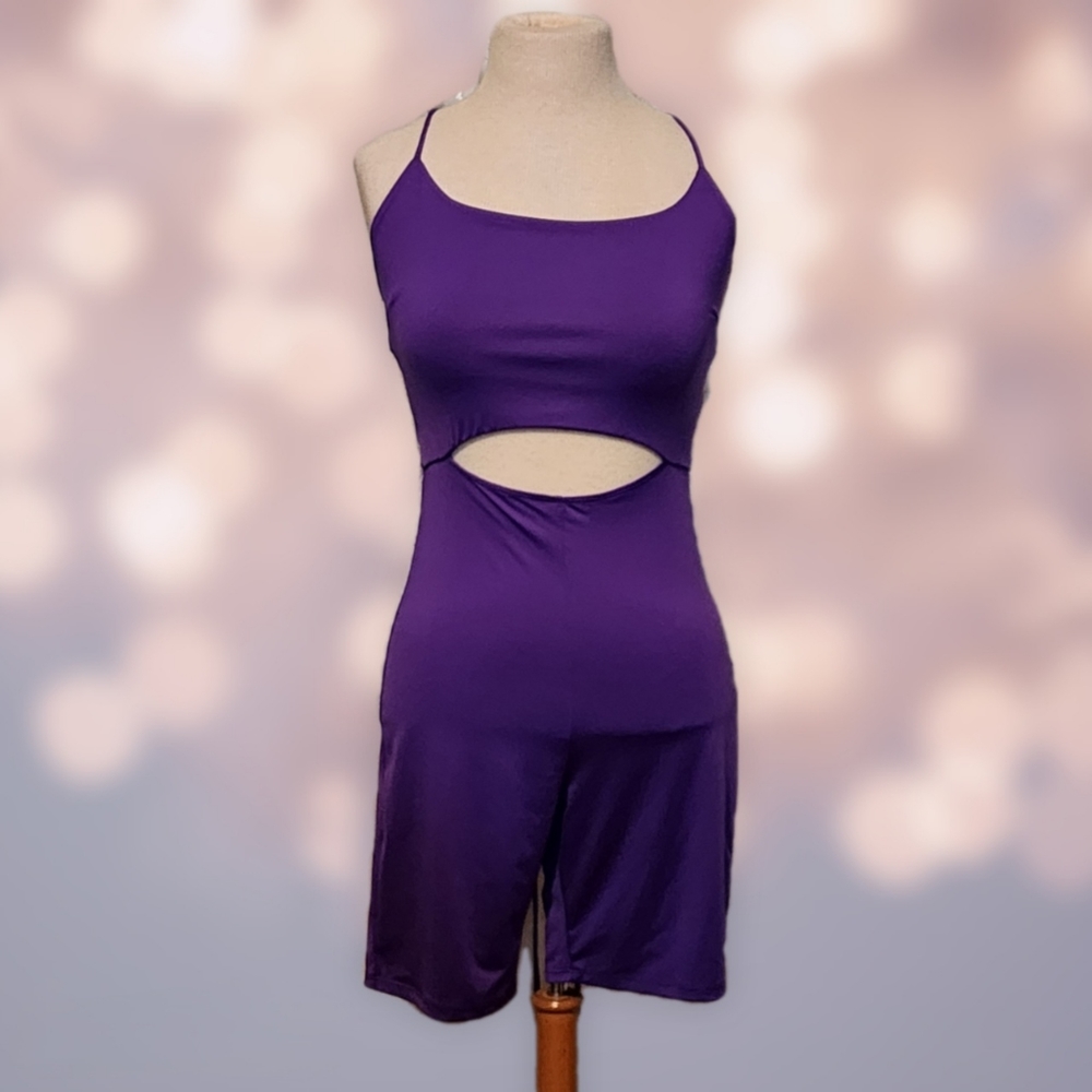 Purple Back Drawstring Romper